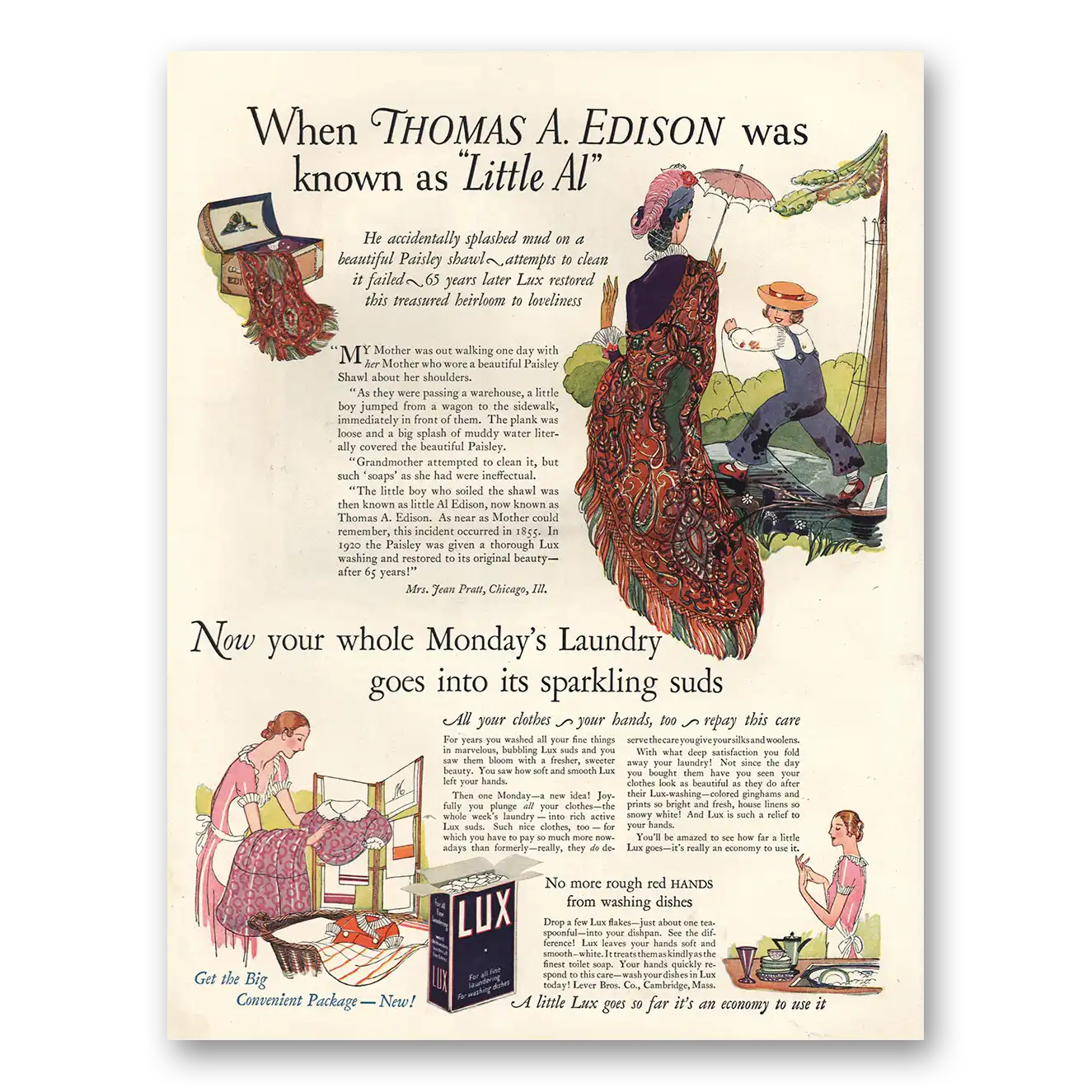 1925 Lux Soap Thomas A Edison Was Known As Little Al Vintage Magazine Print Ad