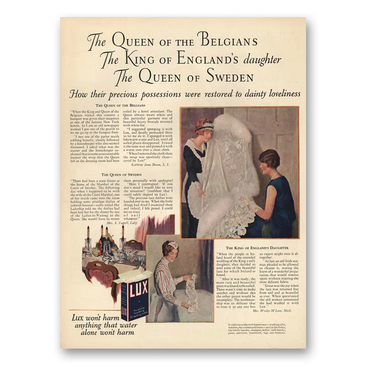 1925 Lux Soap Queen of the Belgians King of Englands Daughter Vintage Magazine Print Ad