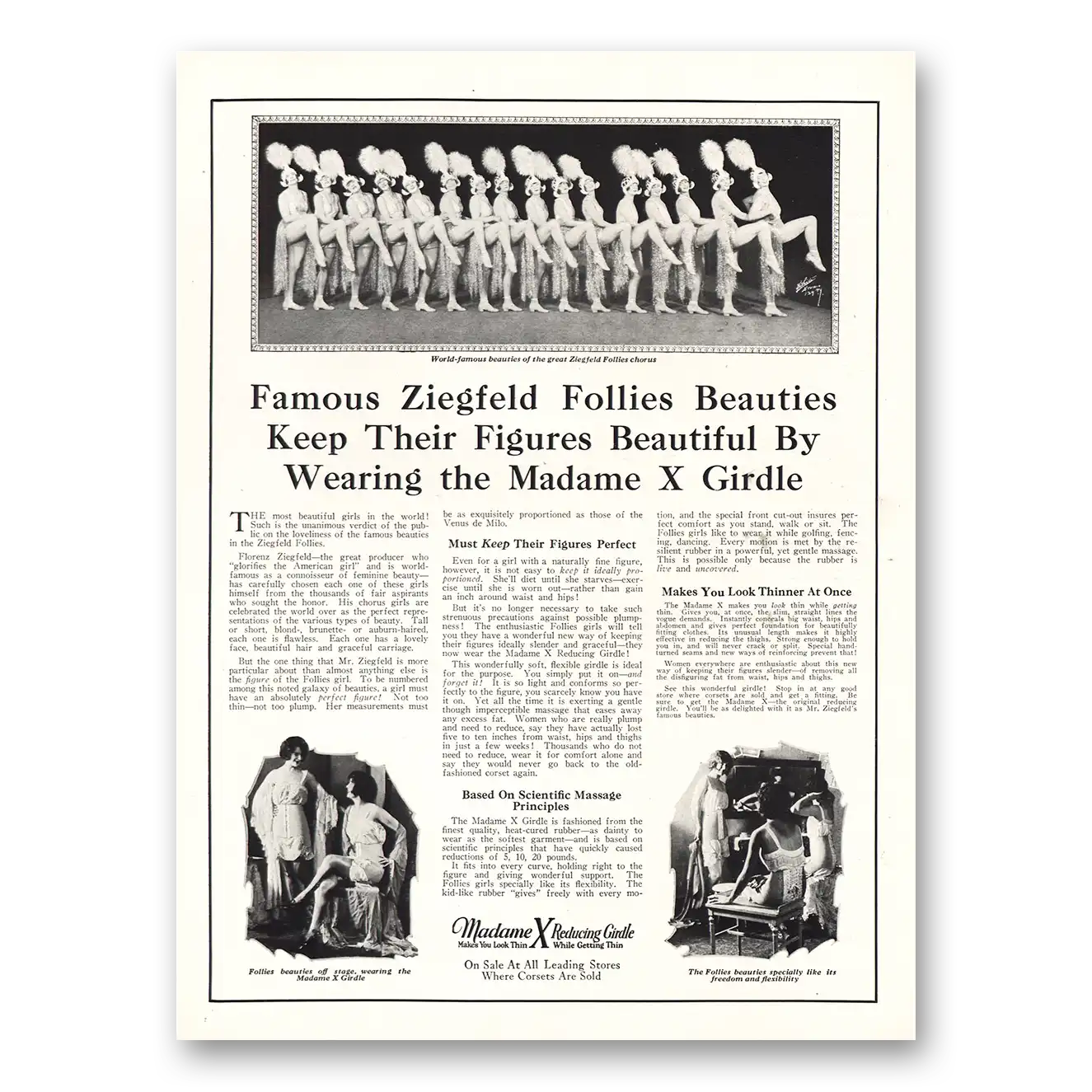 1925 Madame X Girdle Ziegfeld Follies Vintage Magazine Print Ad