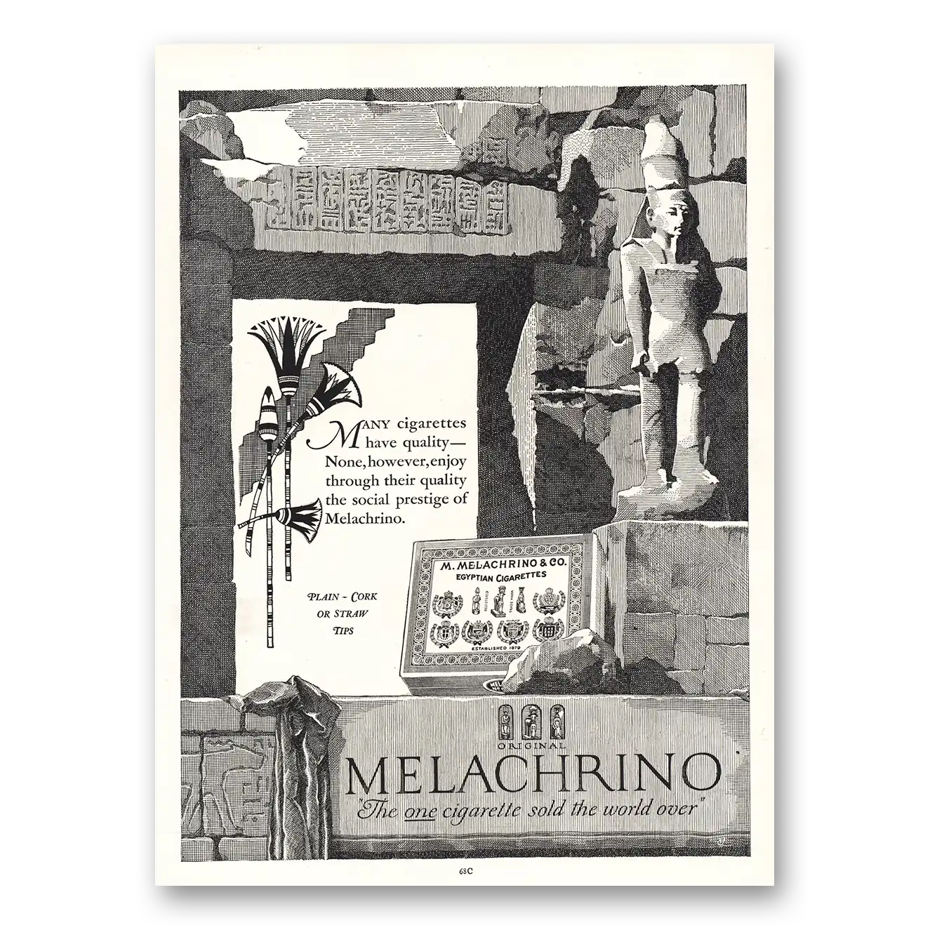 1925 Melachrino Cigarettes Social Prestige Vintage Magazine Print Ad