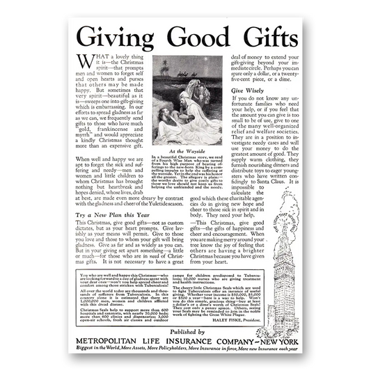 1925 Metropolitan Life Insurance Giving Good Gifts Vintage Magazine Print Ad