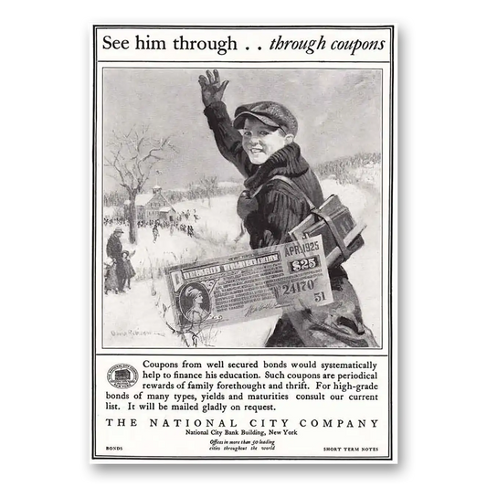 1925 National City Company See Him Through Coupons Vintage Magazine Print Ad