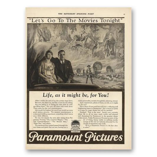 1925 Paramount Pictures Lets Go To the Movies Tonight Vintage Magazine Print Ad