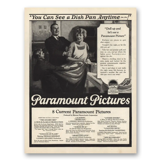 1925 Paramount Pictures You Can See a Dish Pan Anytime Vintage Magazine Print Ad