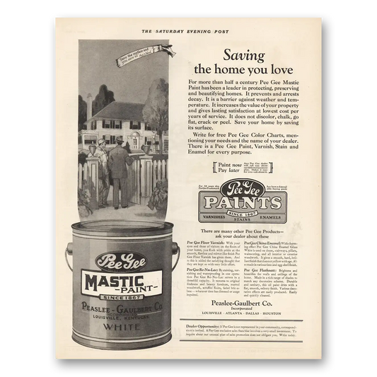 1925 Pee Gee Paints Home You Love Vintage Magazine Print Ad