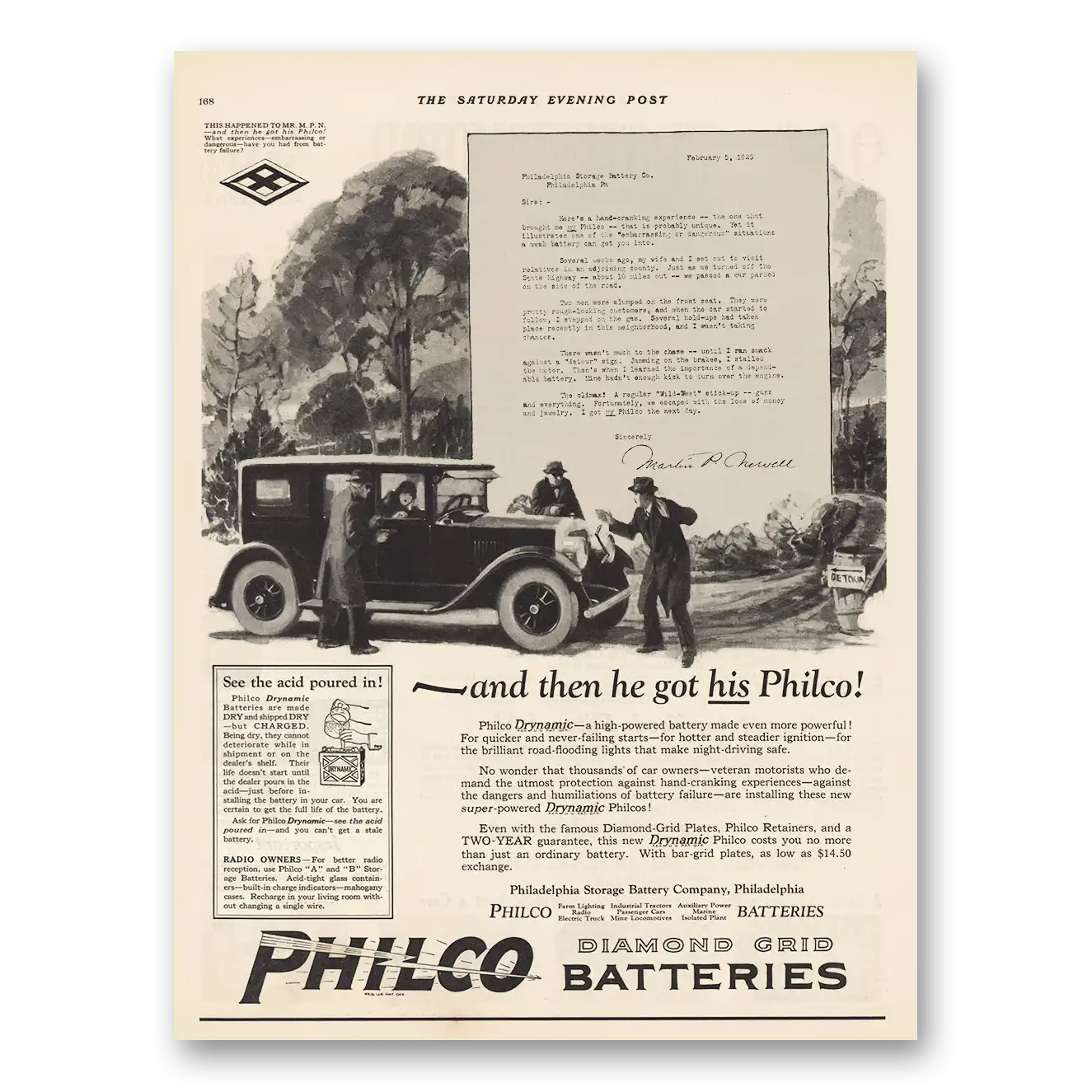 1925 Philco Batteries And Then He Got His Philco Vintage Magazine Print Ad