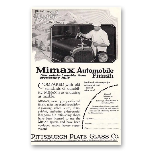 1925 Mimax Automobile Finish Like Polished Marble Vintage Magazine Print Ad