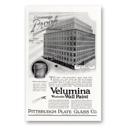 1925 PPG Pittsburgh Plate Glass Velumina Vintage Magazine Print Ad