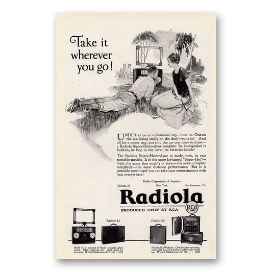 1925 RCA Radiola Radio Take It Wherever You Go Vintage Magazine Print Ad