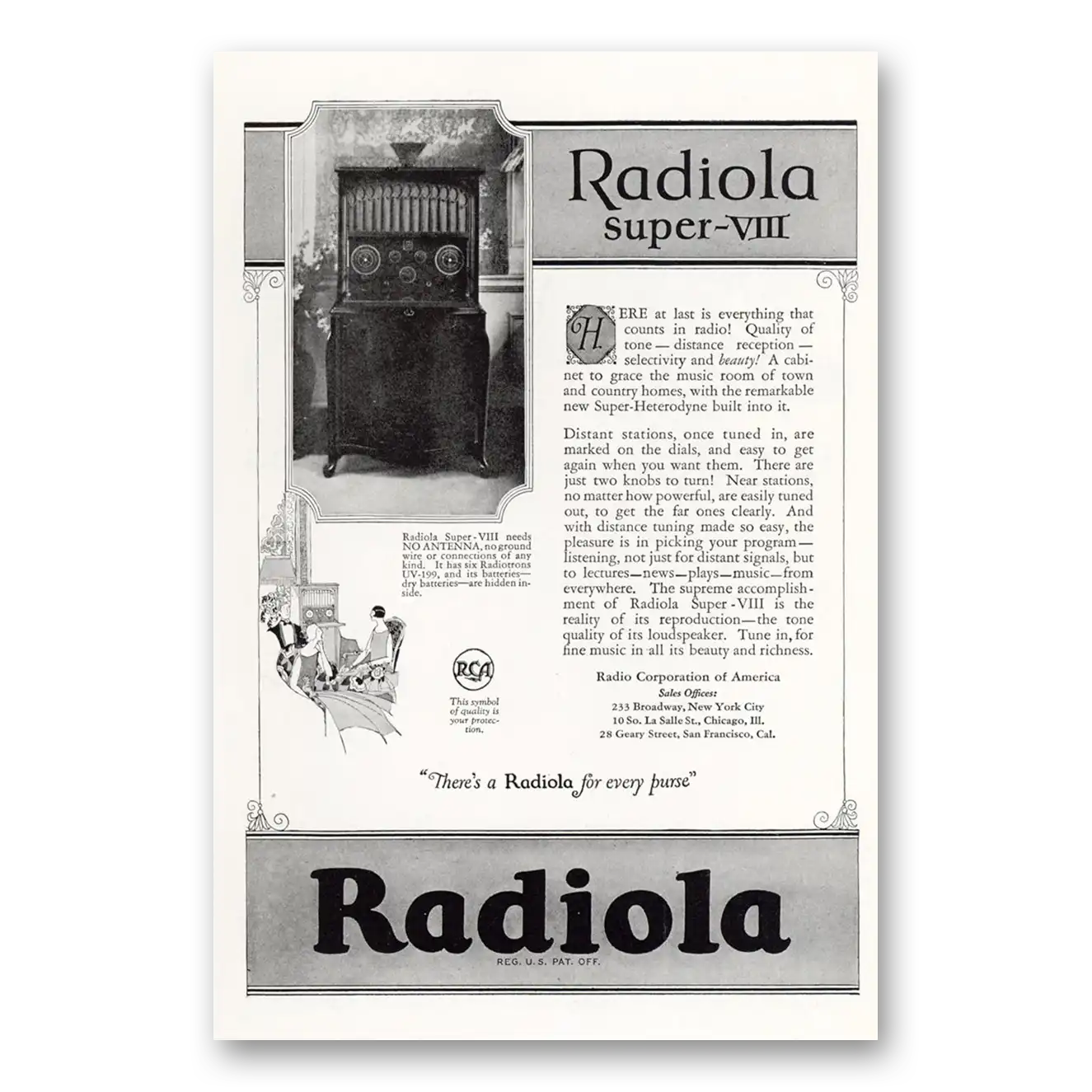 1925 RCA Radiola Radio Super VIII There At Last Is Everything Vintage Magazine Print Ad