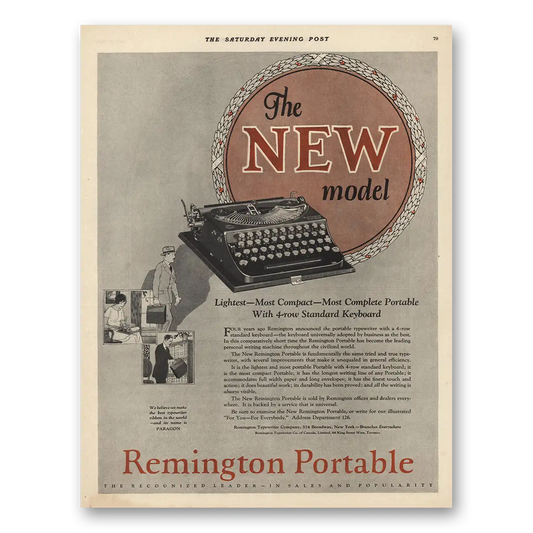 1925 Remington Typewriter New Model Standard Keyboard Vintage Magazine Print Ad