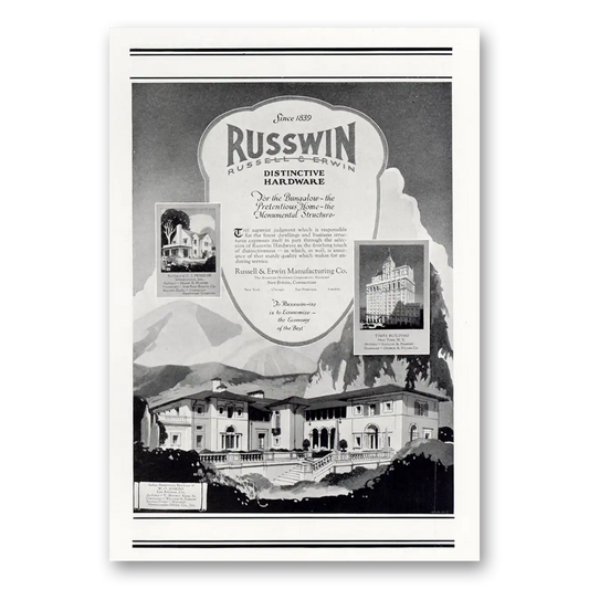 1925 Russwin Hardware Bungalow Pretentious Home Vintage Magazine Print Ad