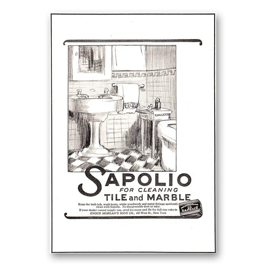 1925 Sapolio Cleaner For Cleaning Tile and Marble Vintage Magazine Print Ad