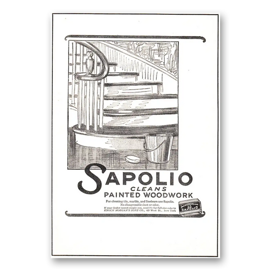 1925 Sapolio Cleaner Cleans Painted Woodwork Vintage Magazine Print Ad