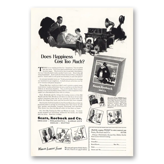 1925 Sears Roebuck Catalog Does Happiness Cost Too Much Vintage Magazine Print Ad