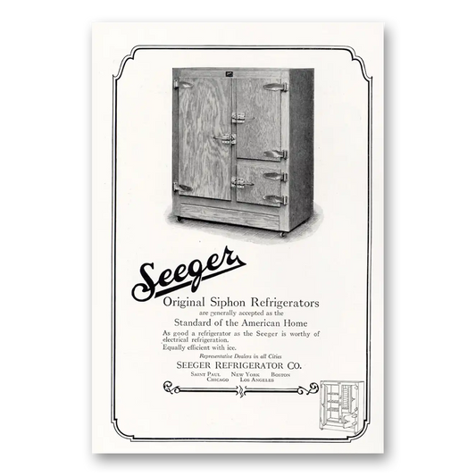 1925 Seeger Refrigerator Original Siphon Refrigerators Vintage Magazine Print Ad