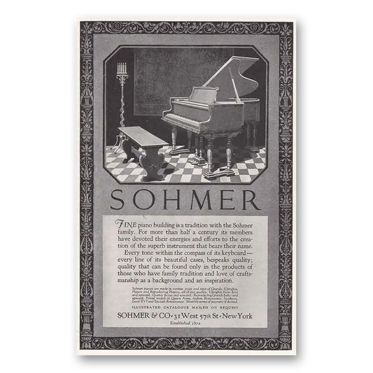 1925 Sohmer Piano Fine Piano Building Vintage Magazine Print Ad