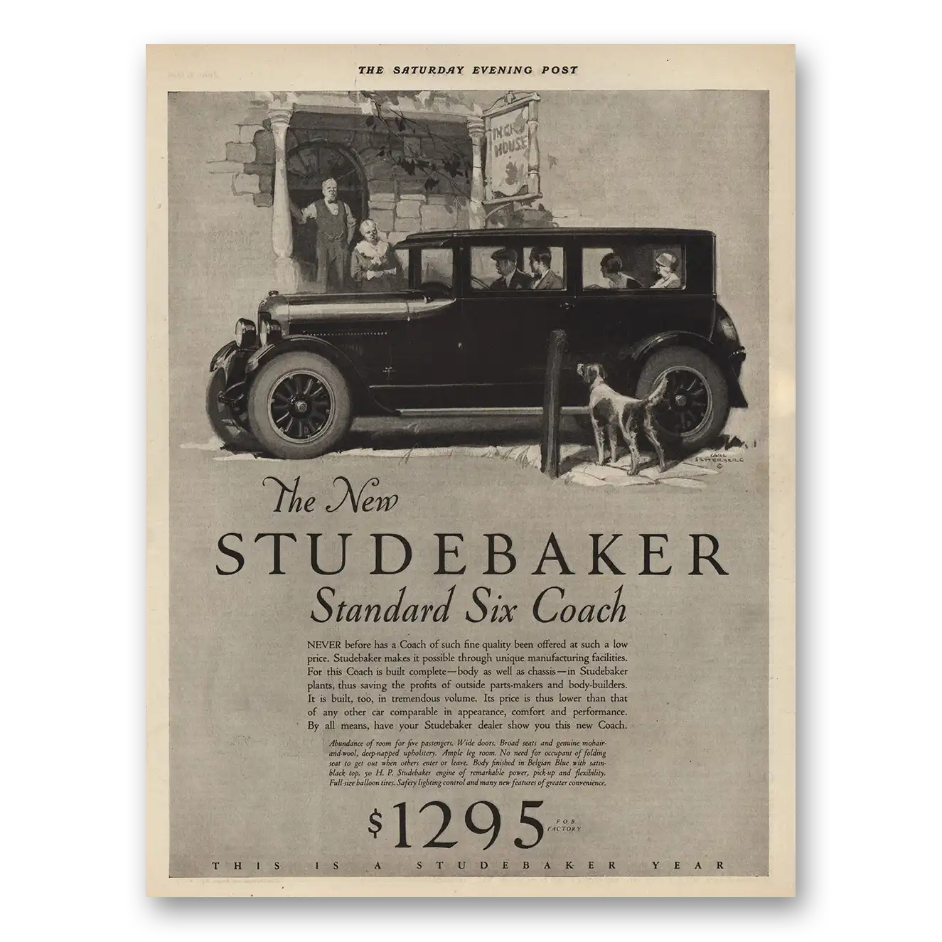 1925 Studebaker Standard Six Coach Never Before a Coach of Such Fine Quality Vintage Magazine Print Ad