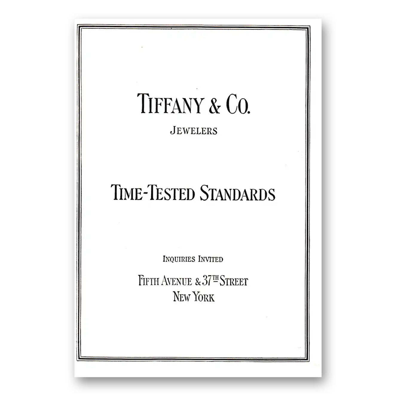 1925 Tiffany & Co Jewelers Time Tested Standards Vintage Magazine Print Ad