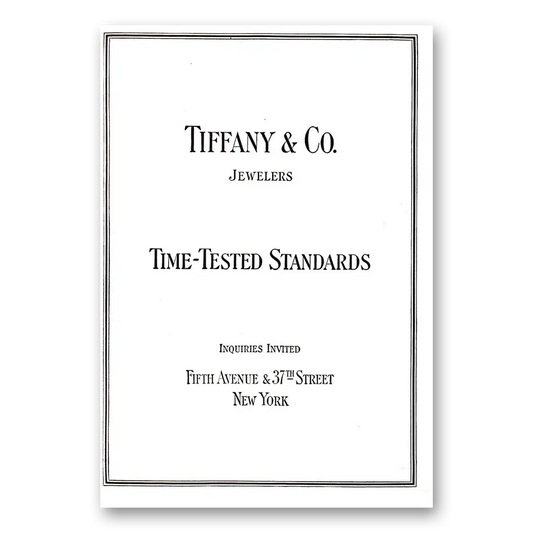 1925 Tiffany & Co Jewelers Time Tested Standards Vintage Magazine Print Ad