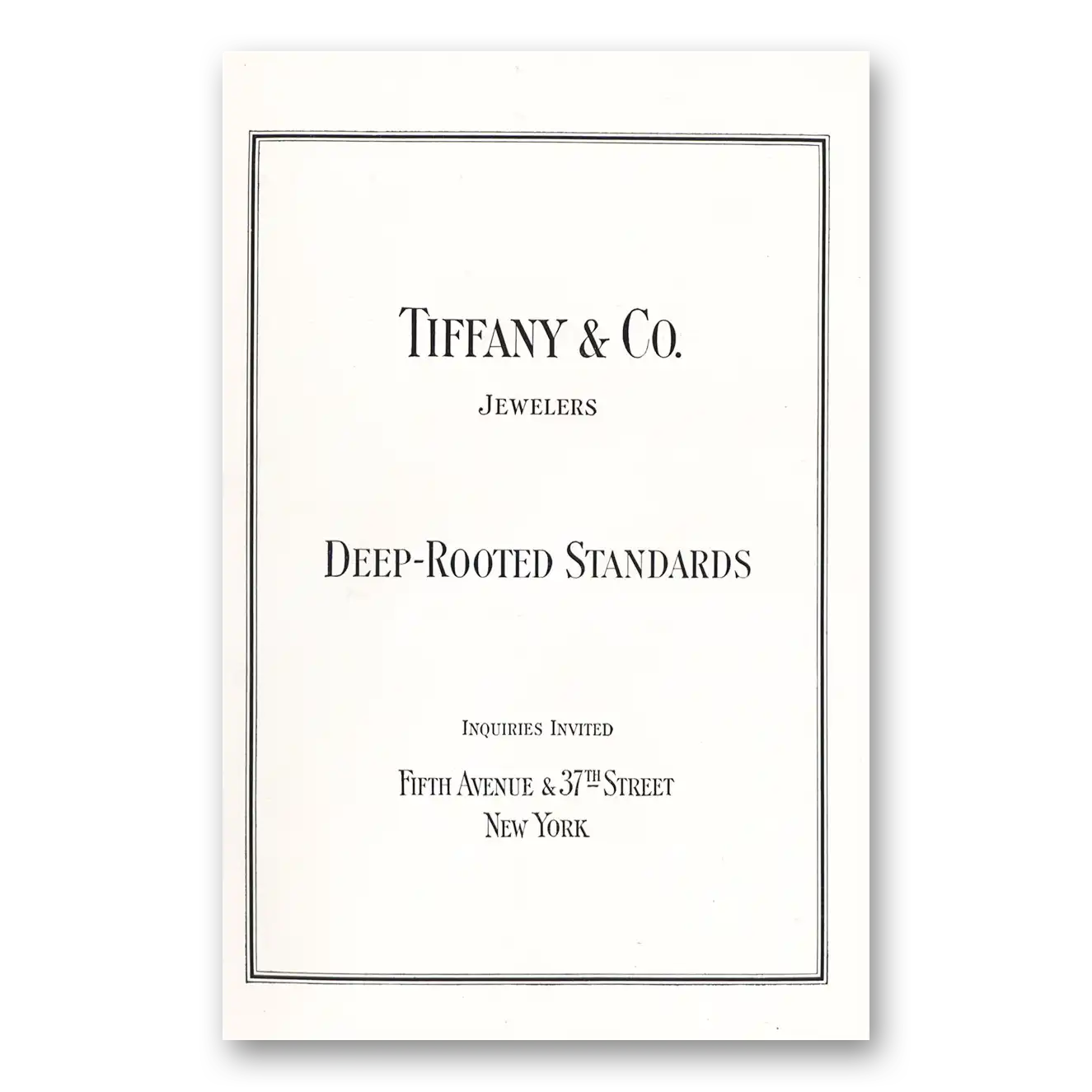 1925 Tiffany & Co Deep Rooted Standards Vintage Magazine Print Ad