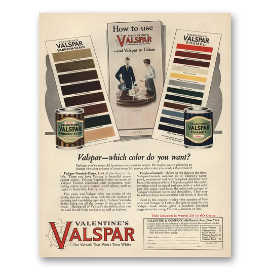 1925 Valspar Finishes Which Color Do You Want Vintage Magazine Print Ad