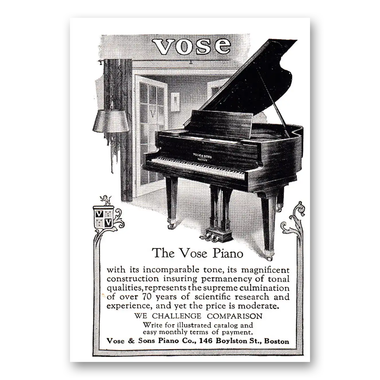 1925 Vose Piano Incomparable Tone Vintage Magazine Print Ad