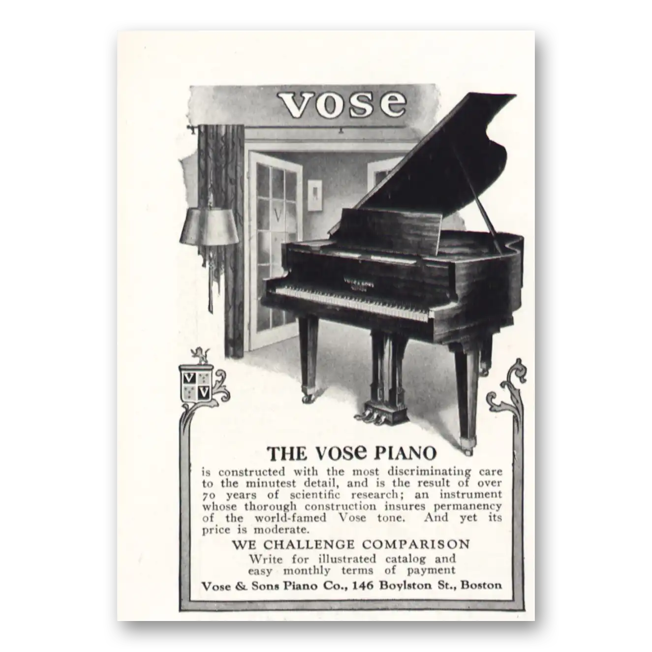 1925 Vose Piano Discriminating Care Minutest Detail Vintage Magazine Print Ad