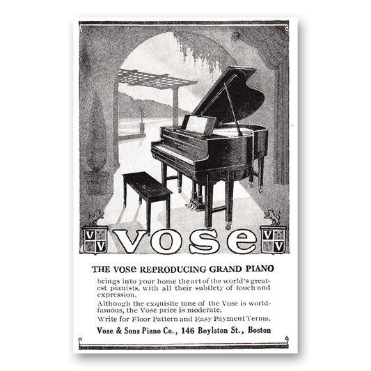 1925 Vose Piano Reproducing Grand Piano Vintage Magazine Print Ad