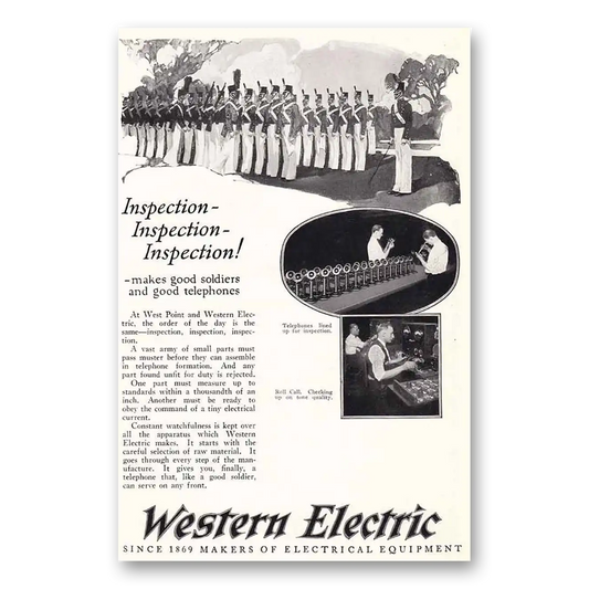 1925 Western Electric Inspection Makes Good Soldiers Vintage Magazine Print Ad