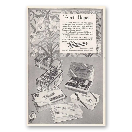 1925 Whitmans Chocolates April Hopes Vintage Magazine Print Ad