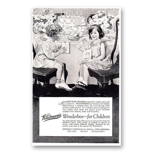 1925 Whitmans Chocolates Wonderbox for Children Vintage Magazine Print Ad