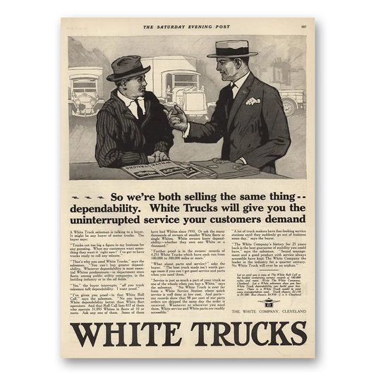 1925 White Trucks Both Selling the Same Thing Vintage Magazine Print Ad