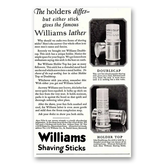 1925 Williams Shaving Stick Williams Shaving Sticks Holders Differ Vintage Magazine Print Ad