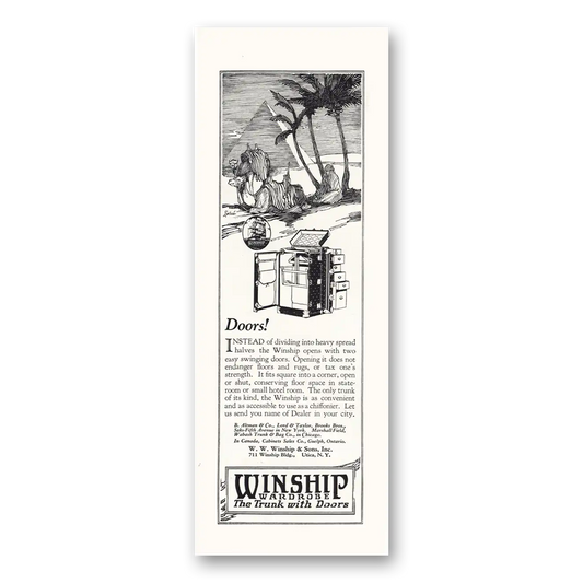 1925 Winship Luggage Wardrobe Trunks Doors Instead of Dividing Vintage Magazine Print Ad