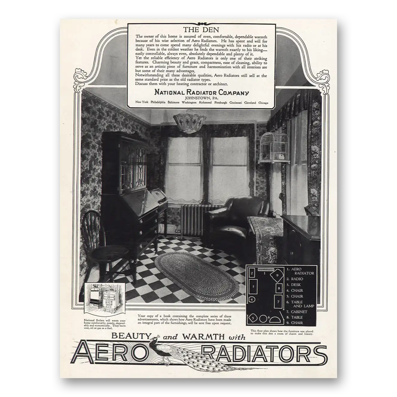 1926 Aero Radiators Den Owner of This Home Vintage Magazine Print Ad