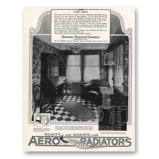 1926 Aero Radiators Den Owner of This Home Vintage Magazine Print Ad