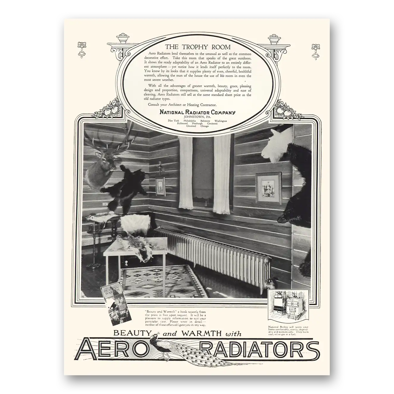 1926 Aero Radiators Trophy Room Vintage Magazine Print Ad