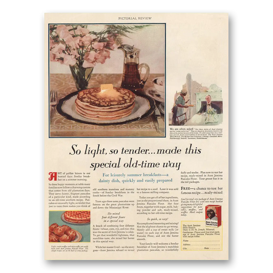 1926 Aunt Jemima So Light So Tender Made This Special Old Time Way Vintage Magazine Print Ad