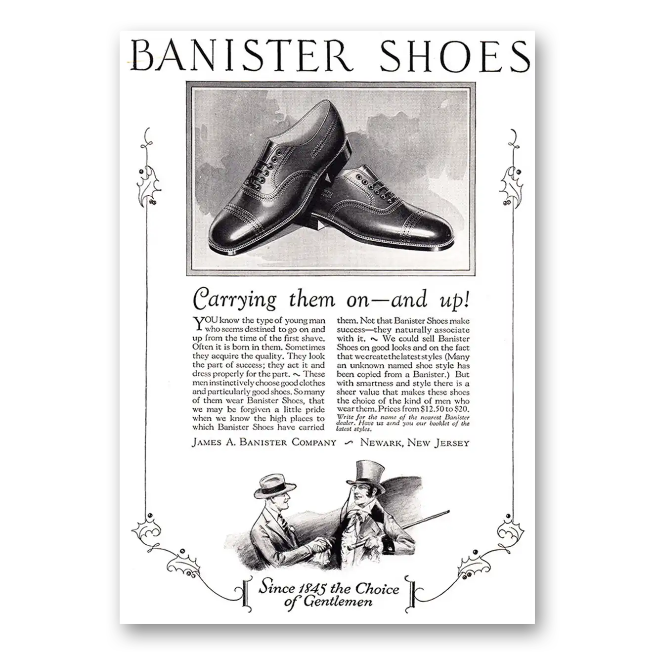 1926 Banister Shoes Carrying Them On and Up Vintage Magazine Print Ad