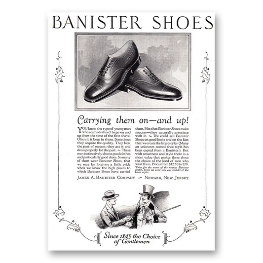 1926 Banister Shoes Carrying Them On and Up Vintage Magazine Print Ad