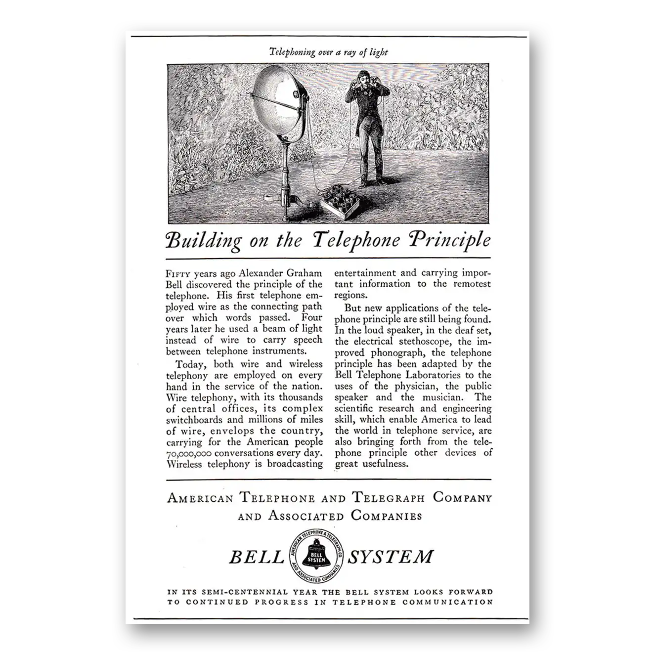 1926 American Telephone Building on the Telephone Principle Vintage Magazine Print Ad