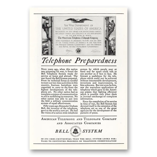 1926 American Telephone Telephone Preparedness Vintage Magazine Print Ad