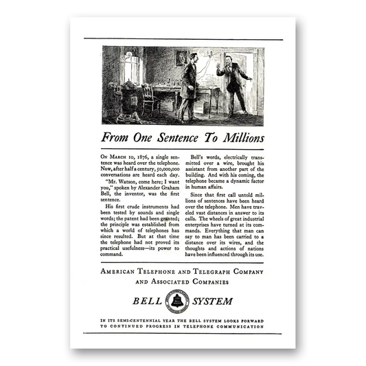 1926 American Telephone From One Sentence to Millions Vintage Magazine Print Ad