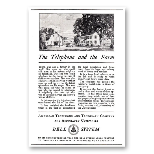 1926 American Telephone Telephone and the Farm Vintage Magazine Print Ad