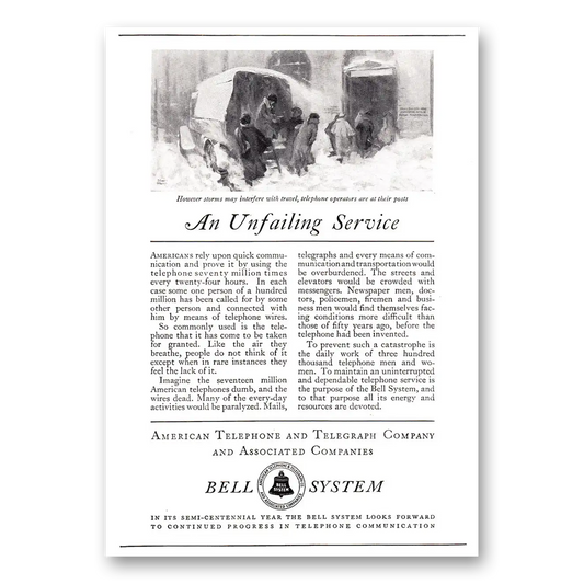 1926 American Telephone An Unfailing Service Vintage Magazine Print Ad