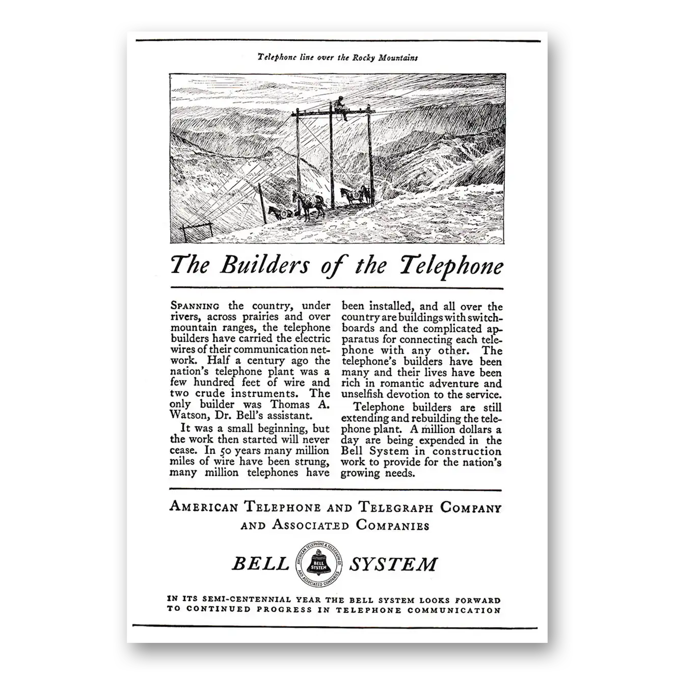 1926 American Telephone Builders of the Telephone Vintage Magazine Print Ad