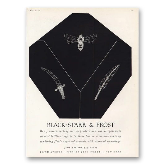 1926 Black Starr Frost Produce Unusual Designs Vintage Magazine Print Ad