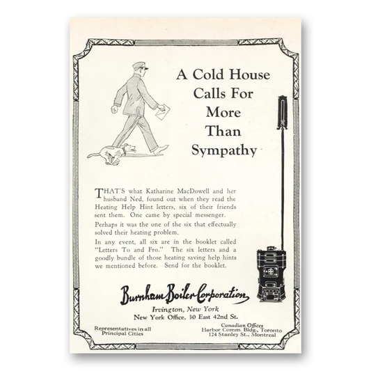 1926 Burnham Boiler Cold House Calls for More Than Sympathy Vintage Magazine Print Ad