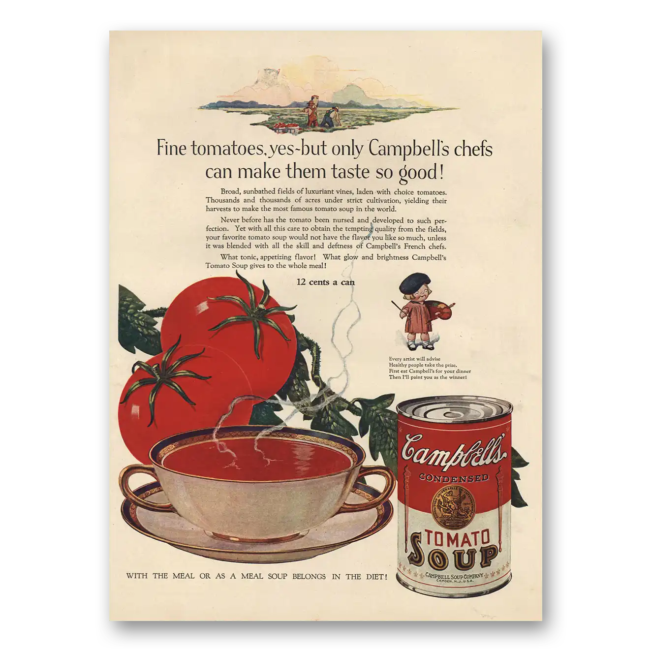 1926 Campbells Tomato Soup Only Campbells Chefs Can Make Them Taste So Good Vintage Magazine Print Ad